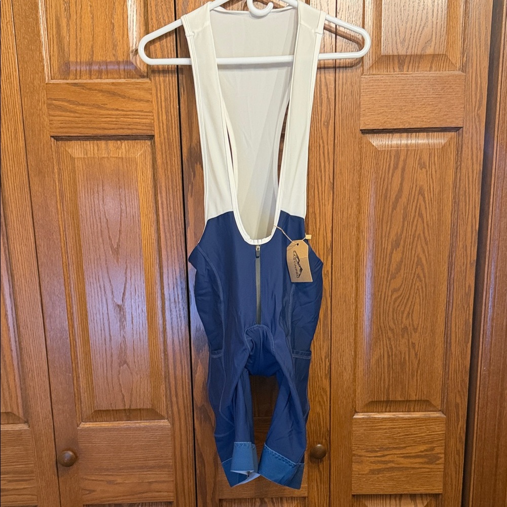 Men's Blue and White Cycling Bib Shorts